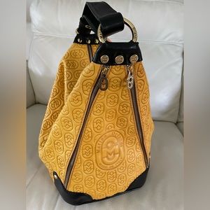 Marino Orlandi YELLOW. Italy #4838 XL tote bucket/hobo shape converts to sling
